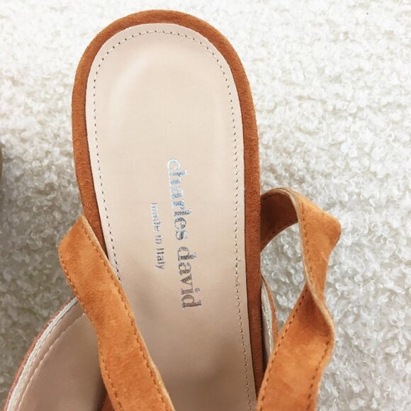 new sz 8 Charles David Blossom Ankle Tie Sandal Suede Rust block heels Lace up - Picture 6 of 11